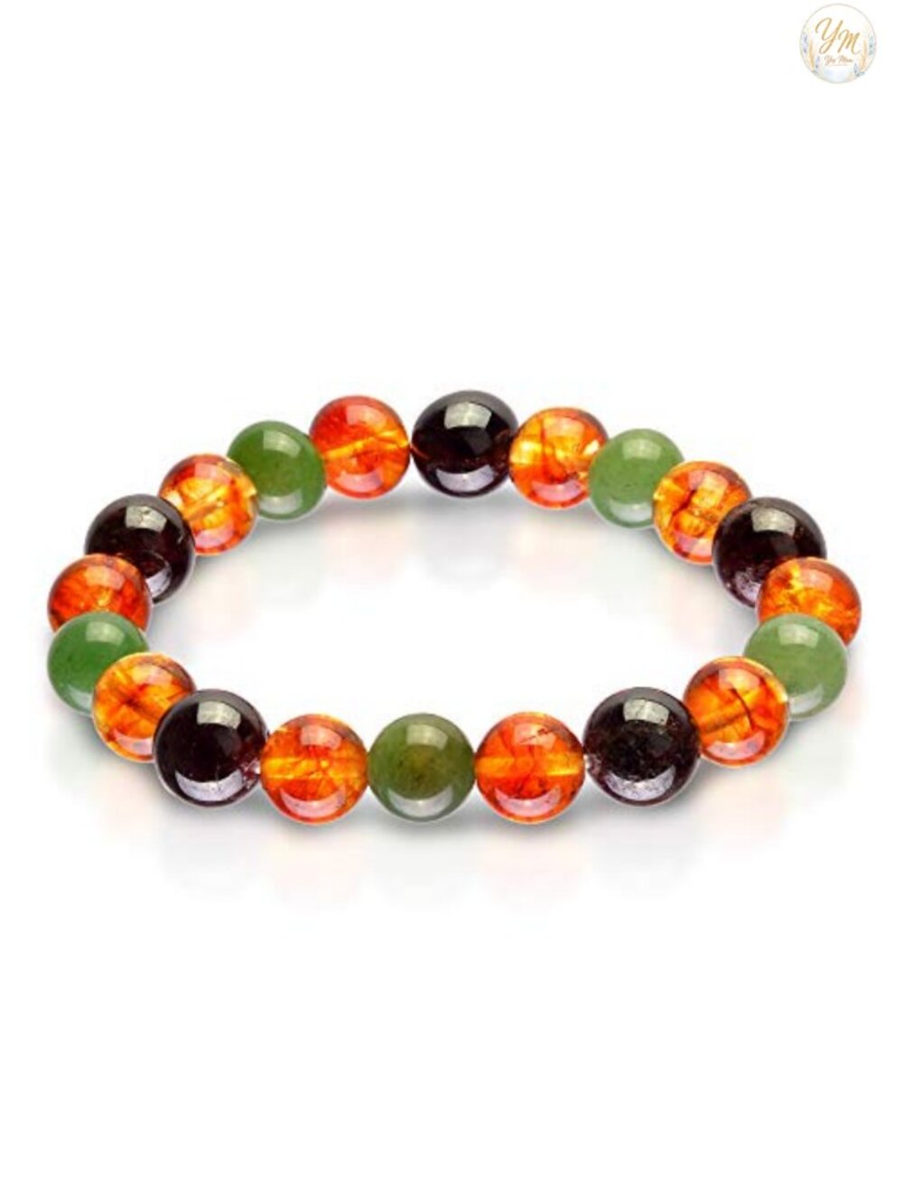 Crystal Agate Triple Stone Money Bracelet - Citrine Garnet Aventurine Stretch